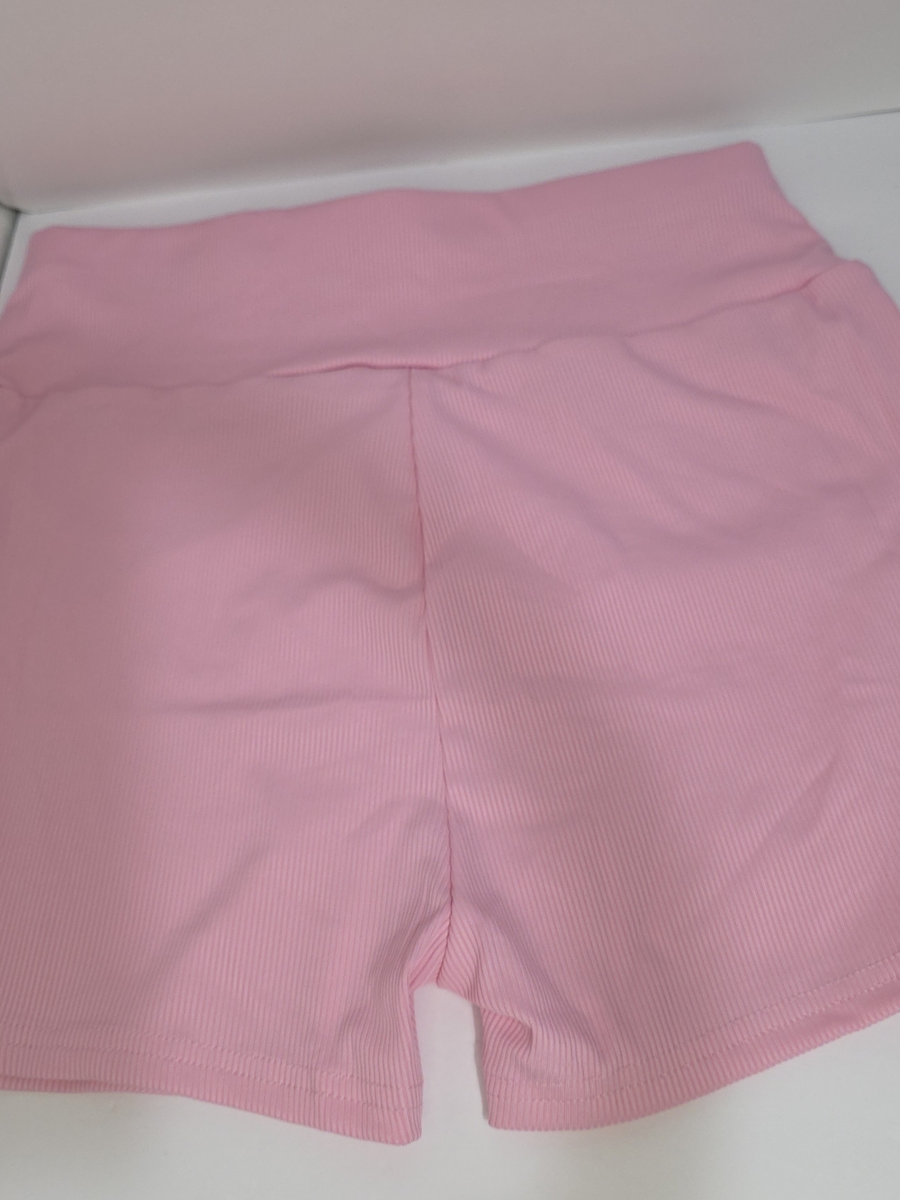 High-Rise Ribbed Pink Athletic Shorts for Women